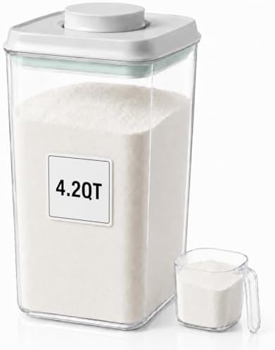 POP Airtight Flour-Rice Food-Storage Container - 4L/4.2Qt Jar with Lid