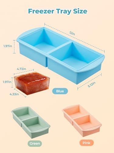 Silicone Freezer Tray with Lid for Soup Ice Cubes, 2Cup Large Ice Cube