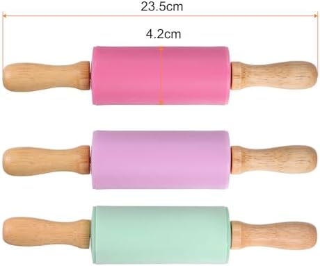HARFINGTON 3pcs Silicone Rolling Pins for Baking 9.25 Inch Non-Stick