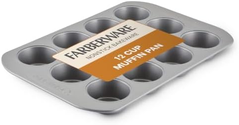 Farberware Bakeware Nonstick Muffin & Cupcake Pans, 12-Cup, Gray
