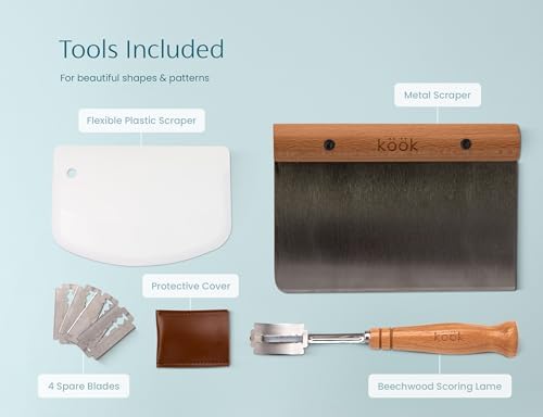Kook Banneton Bread Proofing Set, Artisan Sourdough Bread Making Kit