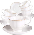 Guangyang 12 Pieces Tea Cup set Fine Porcelain 6oz Cup and Saucer set