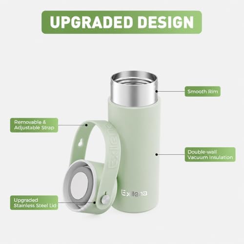 Exllena 【Upgraded】 Small Insulated Water Bottle 10oz with Adjustable