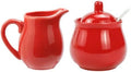 Ceramic Colorful Creamer and Sugar Set with Lid Spoon, Coffee Serving