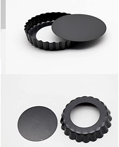 6PCS Mini Cake Mould with Removable Bottom, Black Carbon Steel Quiche