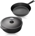 COOKLIFE 10 Inch Pre-seasoned Polished Cast Iron Skillet + 5.5 QT