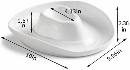 Ceramic Cowboy Hat Chip and Dip Serving Tray, 10 Inch White Porcelain
