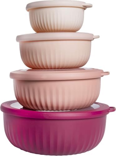 4-Piece Mixing Bowls with Lids Set, Store & Serve Plastic Bowls