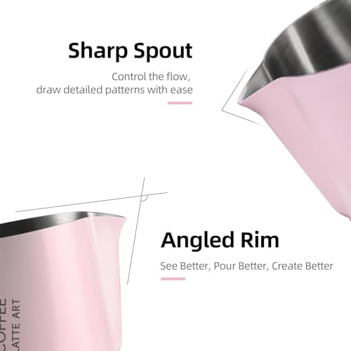 Milk Frothing Pitcher with Sharp Spout & Angled Rim – Precision latte