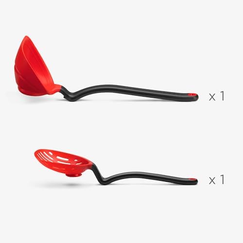 Dreamfarm Strain & Serve Set | Fladle Fold-Flat Silicone Ladle with