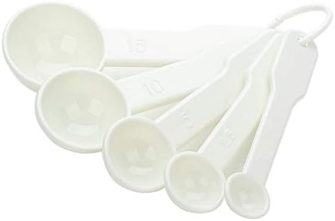 5 in 1 White Plastic 1g 2.5g 5g 10g 15g Measuring Spoons Set Kitchen