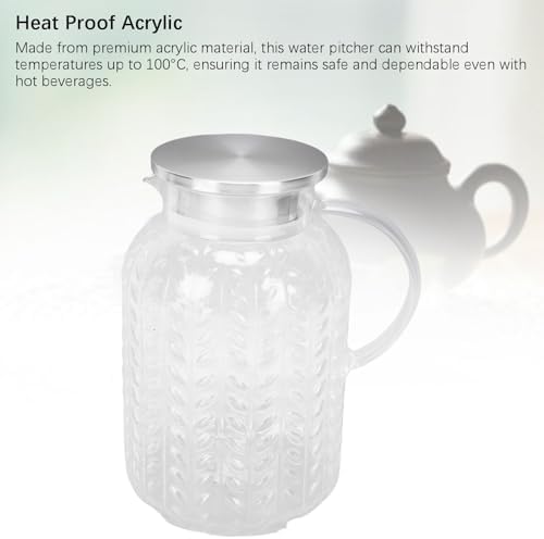 Acrylic Water Pitcher with Lid Handle, 1800ML