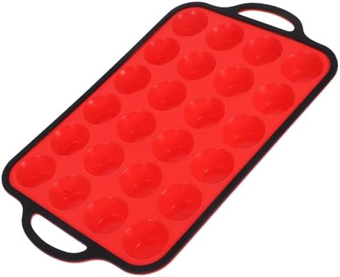 UKCOCO Xmas Silicone Mini Muffin Pan, Metal Reinforced 24-cup Red