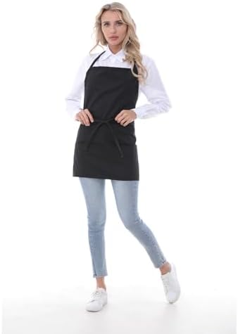 Chef Aprons for Women with 3 Pockets, Kitchen Work Apron for Cooking