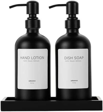 Glass Kitch Soap Dispenser Set,Matte Black