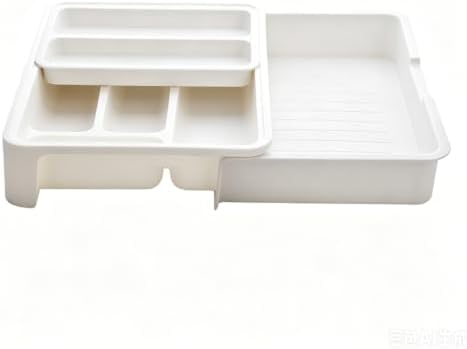 HornTide 3-in-1 Cutlery Tray, Expandable Utensils Holder, Plastic