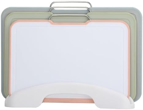 3-Piece Colorful Cutting Board Set with Stand | Color-Coded | Non-Slip | Dishwasher Safe | Durable Large Food Chopping Boards