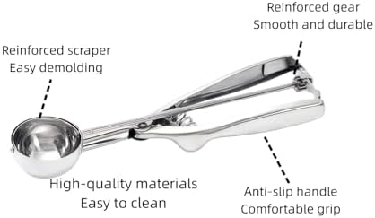 3Pcs Ice Cream Scoop,Stainless Steel Cookie Scoop Set with Trigger