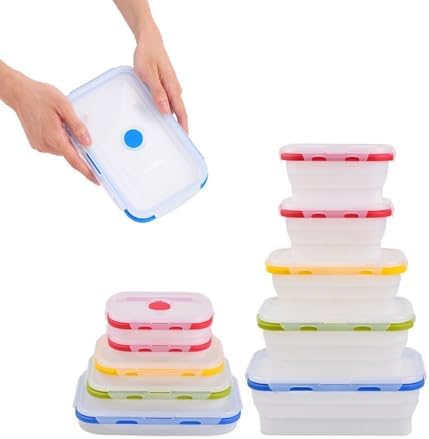 ECOBERI Collapsible Food Storage Containers with Lids, 5 Piece, 12-40