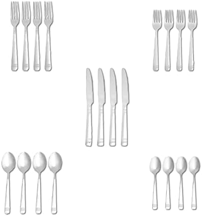 Amazon Basics Silverware, 20-Piece Stainless Steel Flatware Set