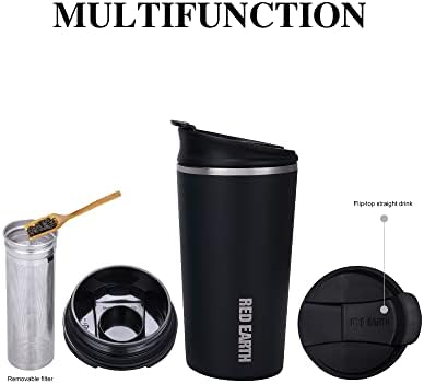 GiNT 17oz Travel Tea Mug with Infuser, 2 Lids. Vacuum Insulated 316