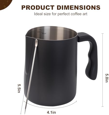 Milk Frothing Pitcher, 32OZ/1000ML Stainless Steel Coffee Frother Cup