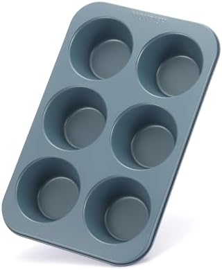 Monfish Muffin Pan 6 Jumbo Cup Carbon Steel Haze Blue non Stick