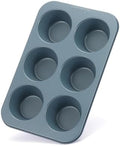 Monfish Muffin Pan 6 Jumbo Cup Carbon Steel Haze Blue non Stick