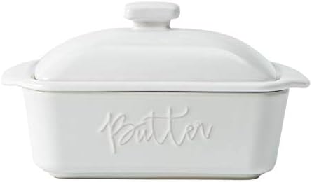 FE Butter Dish, 10 oz Ceramic Butter Keeper with Water Line, French