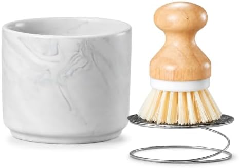 ONEMORE Bamboo Dish Brush with Ceramic Foaming Base