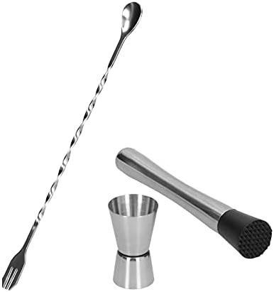 Stainless Steel Cocktail Bar Set Jigger Muddler Stirring Spoon for