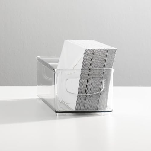 mDesign Small Plastic Office Storage Container Bins with Handles for