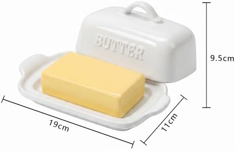 Porcelain Butter Dish with Lid for Countertop, White Butter Holder