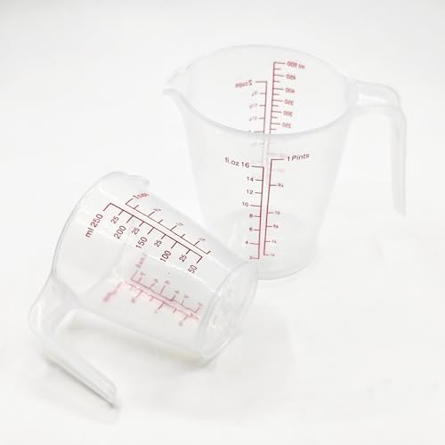 Plastic Measuring Cup 2Pcs 250ML Measuring Mug 8/16oz with Handle