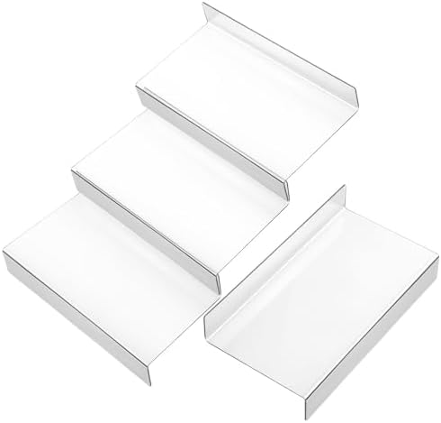 Kisangel 4pcs Expandable Acrylic Spice Rack Organizer, Tiered Tray Set