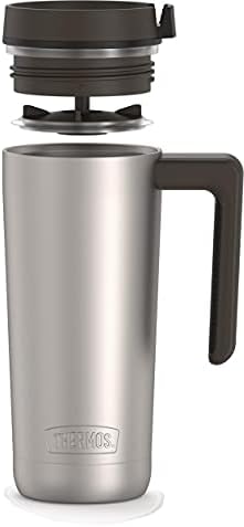THERMOS ALTA SERIES Stainless Steel Mug 18 Ounce, Matte Steel/Espresso