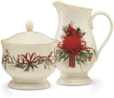 Lenox 847266 Winter Greetings Sugar & Creamer Set, Christmas & Holiday