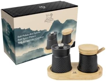 Peugeot Bali Pepper Mill and Salt Cellar Set, 3in, Black