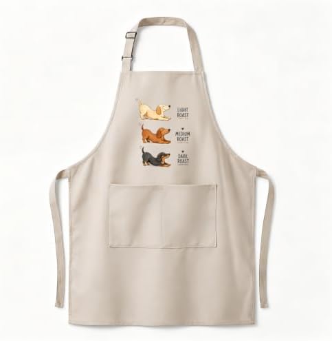 Dachshund Coffee Roast Funny Kitchen Apron with Pockets