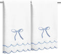 2 Pcs Coquette Bow Hand Towels 15.75 x 27.56 Inch Scalloped