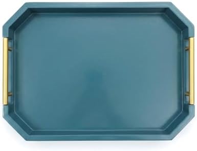 Decorative Wood Serving Tray with Polished Gold Handles, Octagon MDF