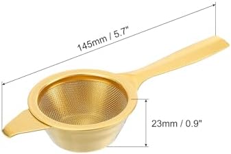 uxcell 1 Pcs Tea Infuser Filter with Foldable Handle, Drip Bowl, Fine