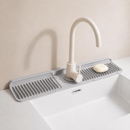 Slope-Drainage Button Silicone Faucet Drain Pad,Gray