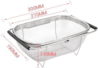 Retractable Drain Basket Stainless Steel Colander Strainer Rack Tray