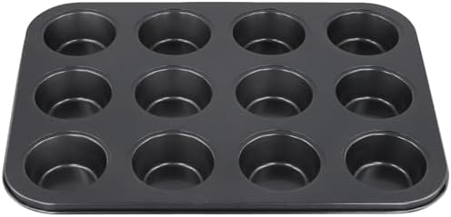 12-Cup Muffin Pan, Non-Stick Cupcake Baking Tin, 4 Pack Carbon Steel