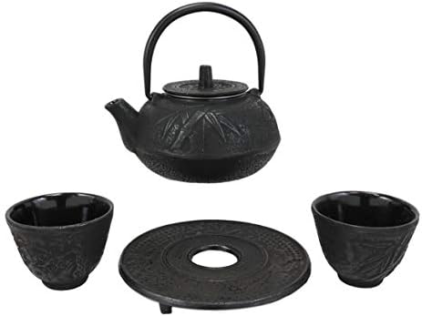 Ebros Gift Japanese Evergreen Bamboo Traditional Heavy Cast Iron Tea