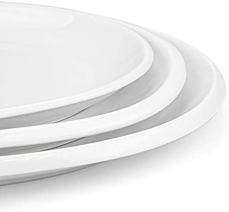 Foraineam Set of 3 Sizes Porcelain Oval Serving Platters White Dinner