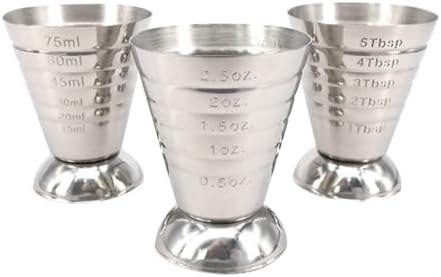 3 Piece 75ml Stainless Steel Jigger Cups with Even Measuring Rings