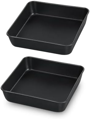TeamFar 6x6 Inch Square Baking Pans, Coated Square Cake Brownie