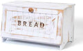 DAOYOUSKY Bamboo Bread Box for Kitchen Countertop, White Vintage Wooden Counter Breadbox, Single Layer Rustic Wood Large Capacity Bread Storage Container Bin